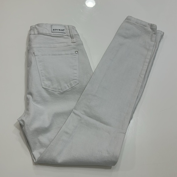 Judy Blue Mid Rise Button Fly White Stretch Skinny Jean item # 6O - Picture 6 of 6